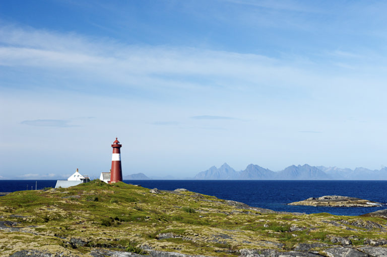 Lighthouse. View towards Lofoten islands